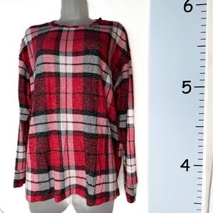 PINK Victoria’s Secret Red Tartan Plaid Sleep Pajama Top Medium‎